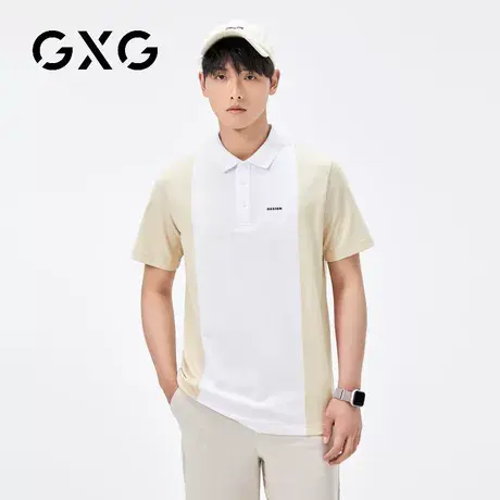 【新品】GXG男装 23夏季时尚拼接男士百搭翻领短袖POLO衫图片