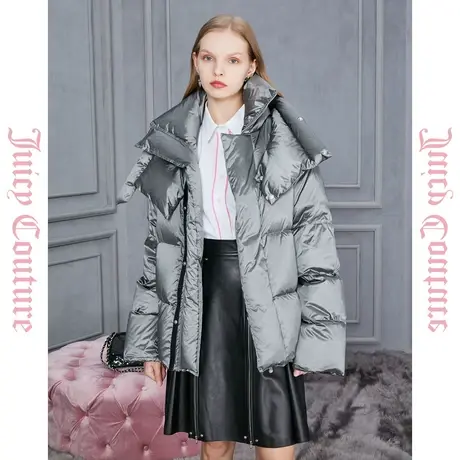 Juicy Couture橘滋2023新款撞色装饰皮双层领品牌羽绒服反季商品大图
