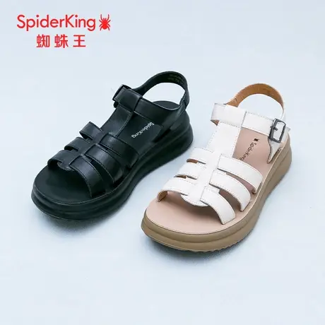 SPIDER KING/蜘蛛王女凉鞋真皮2025夏商场新款罗马风编织休闲软底商品大图