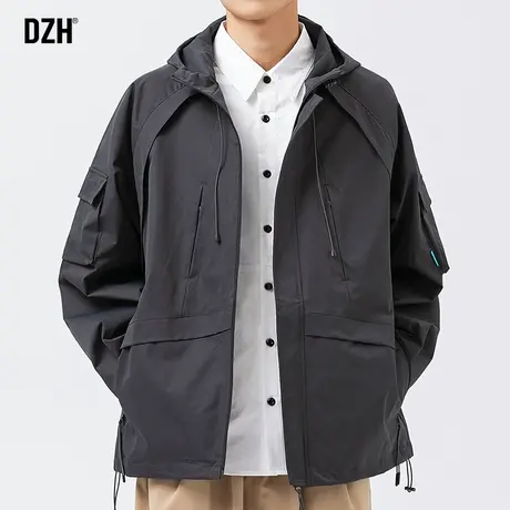 青少年冲锋衣外套男春秋款潮宽松连帽夹克上衣百搭男装2023年新款商品大图