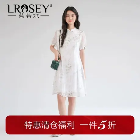 【新中式禅意改良旗袍连衣裙】蓝若水大码胖MM夏装国风时尚印花裙图片