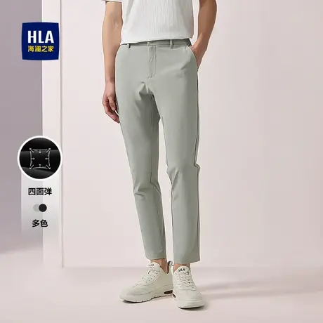 HLA/海澜之家四面弹休闲裤25春夏新松紧腰直筒修身九分半裤子男士商品大图