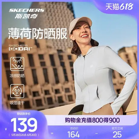 Skechers斯凯奇2025新款春女防晒连帽外套轻薄透气修身运动夹克衫商品大图