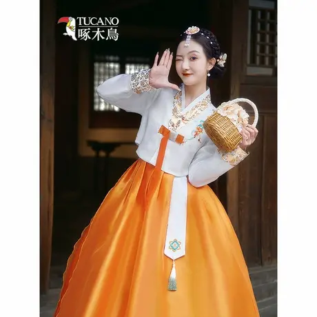 啄木鸟韩服朝鲜少数民族风韩国大合唱延吉公主旅拍刺绣舞台蹈服装图片