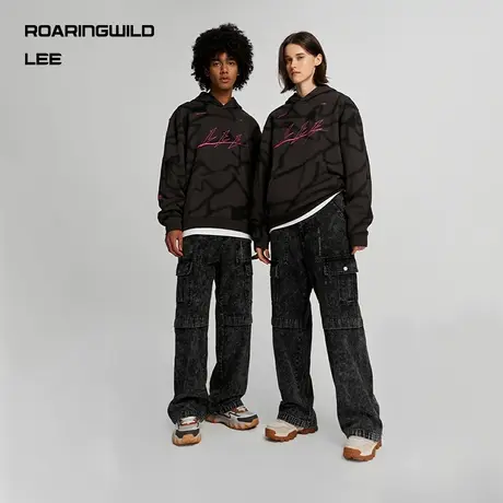 【Lee x ROARINGWILD】23秋冬新品黑灰色工装牛仔裤男女同款潮流图片