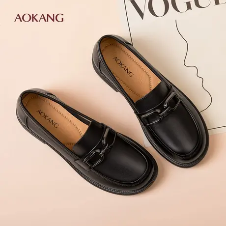 奥康 女鞋2026春季新款真皮舒适乐福鞋休闲通勤皮鞋软底妈妈鞋N商品大图