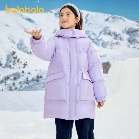 巴拉巴拉女童儿童羽绒服2025冬装新款长款童装收腰保暖加厚外套潮商品大图