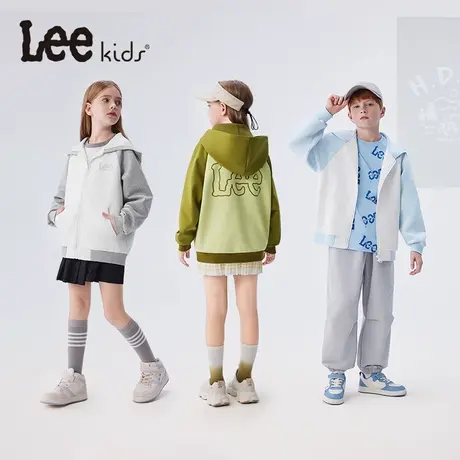 Lee童装插肩袖开衫卫衣男童女童2025年秋季新款宽松休闲连帽上衣图片