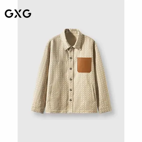 GXG男装 休闲夹克25年春新品宽松提花夹克时尚上衣#G25D213051商品大图
