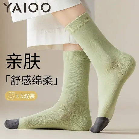 雅鹿袜子女中筒袜棉防臭吸汗透气春秋款长筒袜女士堆堆袜商品大图
