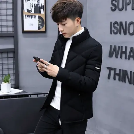 冬季男外套棉衣韩版短款个性百搭立领潮流冬装羽绒棉服帅气棉袄男商品大图