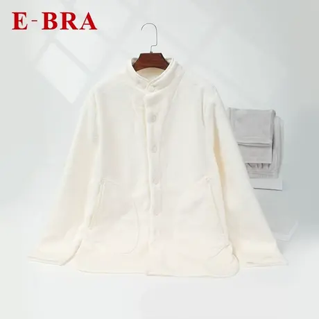 安莉芳官方奥莱E-BRA简约秋冬厚款珊瑚绒睡衣开衫家居服套装男商品大图
