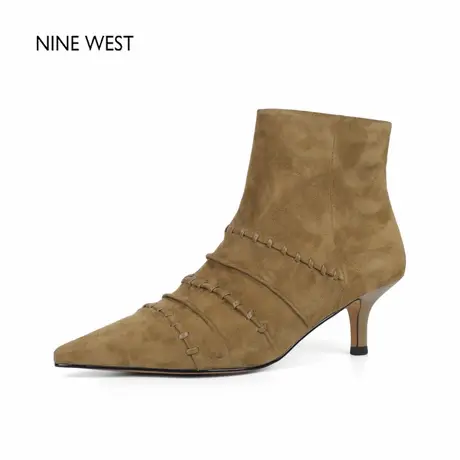 奥莱专供Nine West/玖熙法式复古尖头时装靴高跟短靴气质靴子女冬图片