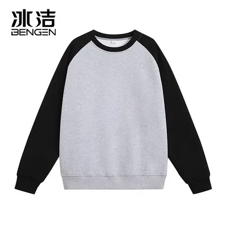 冰洁圆领卫衣男女情侣装2023秋冬季新款拼接撞色百搭长袖上衣DNXB商品大图