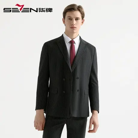 柒牌男装清仓春季时尚条纹礼服商务休闲男士宴会婚庆西服套装商品大图