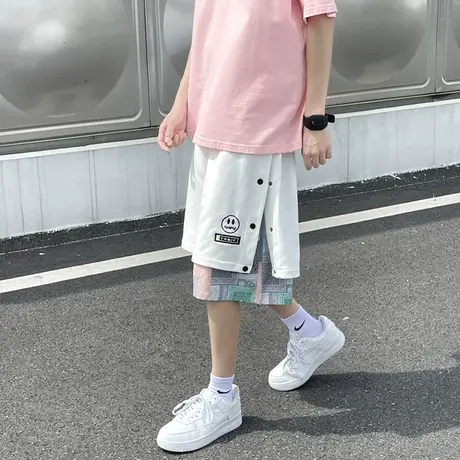 夏季短裤男休闲裤潮流ins五分沙滩裤百搭港风潮牌宽松运动中裤子商品大图