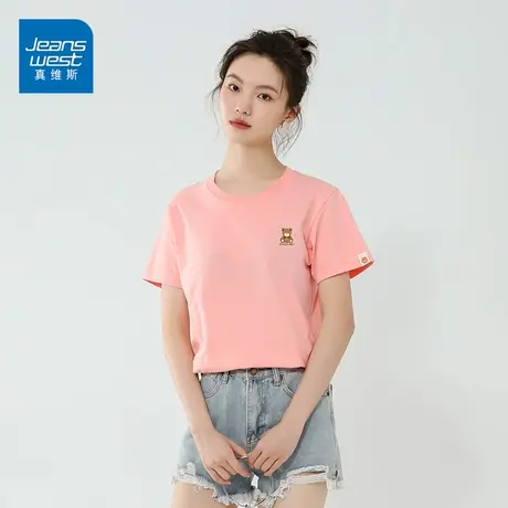 真维斯纯棉短袖女2023年新款学生韩版宽松T恤半袖设计感小众上衣商品大图