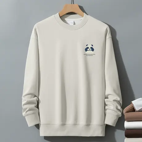 350g重磅小熊卫衣男秋冬款保暖摇粒绒长袖t恤宽松无帽圆领打底衫商品大图