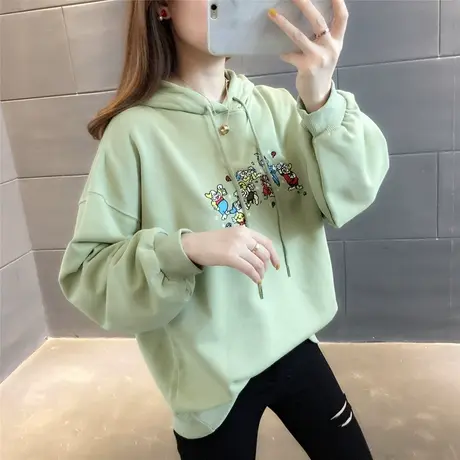 初秋新款2023韩版时尚洋气百搭卫衣连帽纯色宽松CEC热学生上衣潮商品大图