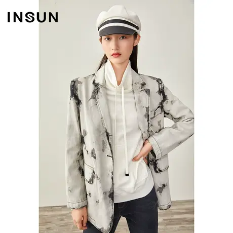 恩裳冬季牛仔肌理轻薄纯棉西装外套感商品大图