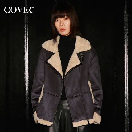 COVER冬季皮毛一体机车风美拉德外套商品大图