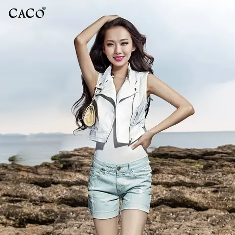 牛仔马夹女短款白色修身背心春季女士立领无袖马甲外套开衫小坎肩商品大图