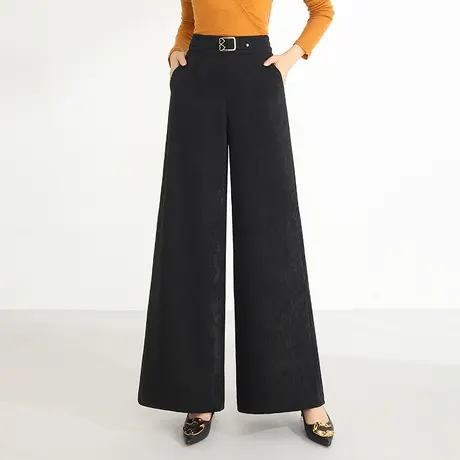 气质印花阔腿裤女2023秋季新款高腰显瘦遮胯休闲裤妈妈装大码长裤图片