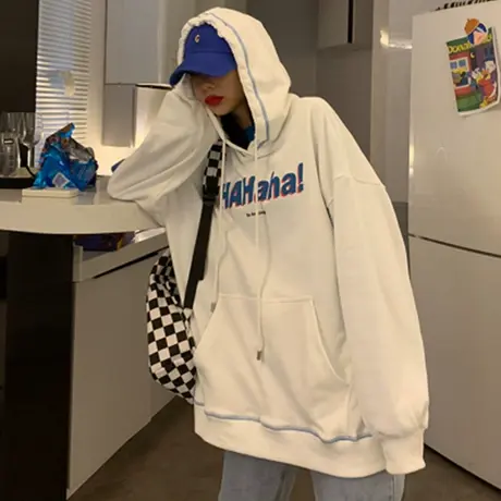 oversize卫衣女2023春秋季上衣宽松韩版小个子慵懒风连帽薄款外套商品大图