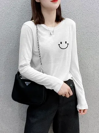 白色仿棉内搭打底衫女装2023新款秋冬季德绒长袖t恤洋气减龄上衣商品大图