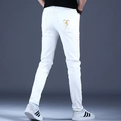 潮牌潮流印花牛仔裤男款秋冬潮流弹力休闲裤子修身小脚裤2023夏天图片