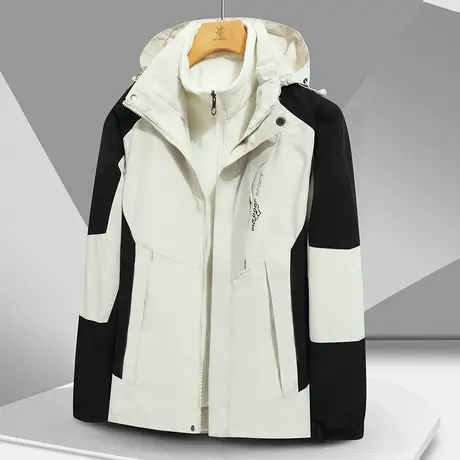 户外冲锋衣男女秋冬款潮牌三合一可拆卸防水防风加绒加厚保暖外套商品大图