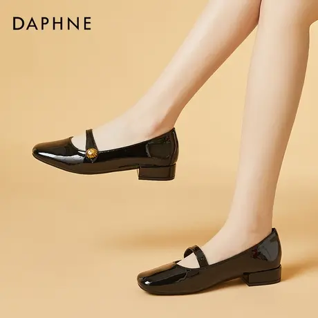 达芙妮法式复古玛丽珍鞋女中跟2022年春季新款浅口方头粗跟单鞋女商品大图