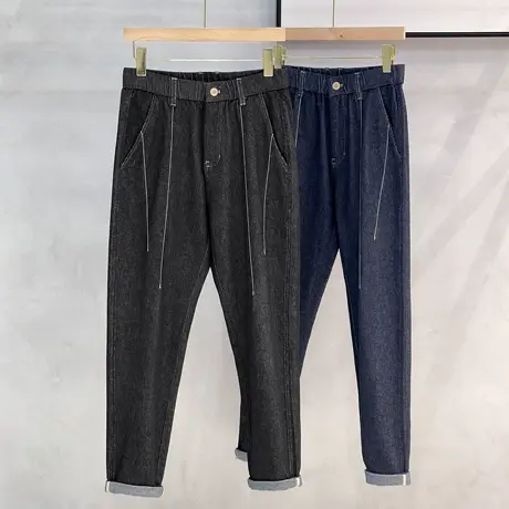 男装牛仔裤长裤春秋美式个性潮牌时尚帅气休闲裤男士直筒宽松裤子图片