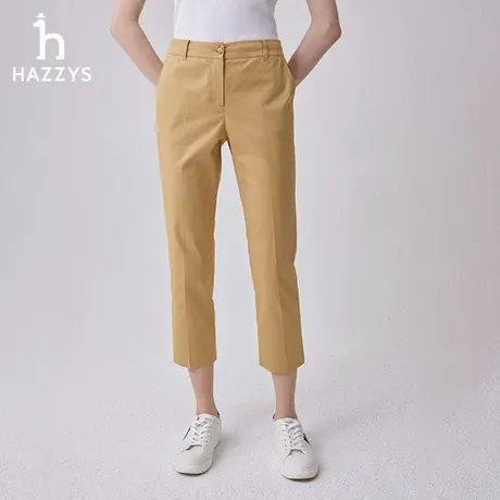 【商场同款】Hazzys哈吉斯九分直筒裤女2024年春季新款显瘦休闲裤商品大图