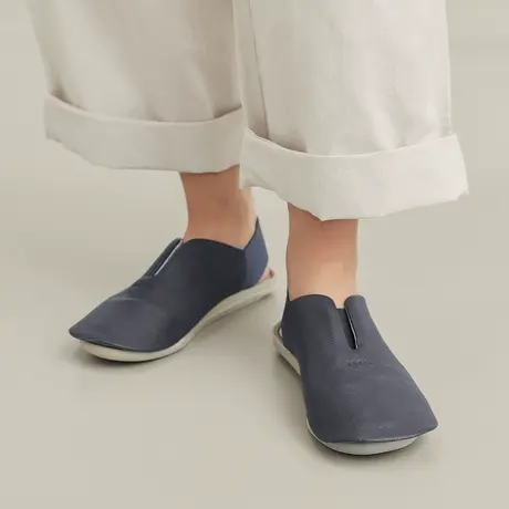 素人SUREN 2022春夏新款船鞋女单鞋浅口圆头舒适自然头层牛皮213图片