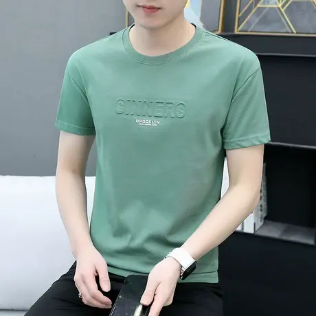t恤男夏季日系宽松纯棉字母印花体恤重磅280g新款休闲短袖潮流ins商品大图