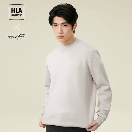 【加绒加厚】HLA/海澜之家轻商务长袖针织衫23秋冬新款圆领毛衣男图片