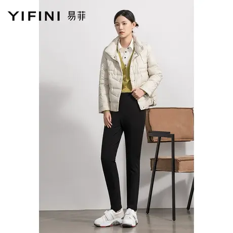 Yifini/易菲黑色踩脚羽绒裤女外穿高腰显瘦修身小脚保暖弹力长裤商品大图