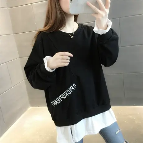 超火cec假两件卫衣女春装韩版薄款外套潮学生百搭mschf上衣ins潮图片