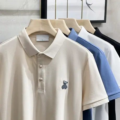 polo衫男士短袖t恤潮牌刺绣小熊翻领半袖夏季保罗有领高端棉体恤商品大图