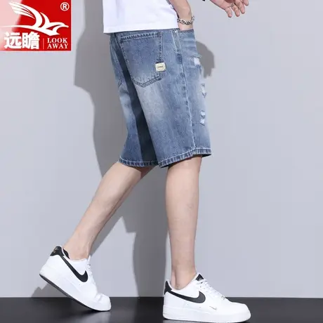 夏天牛仔短裤男款夏季薄款中裤2023新款潮牌宽松休闲男士五分裤子商品大图