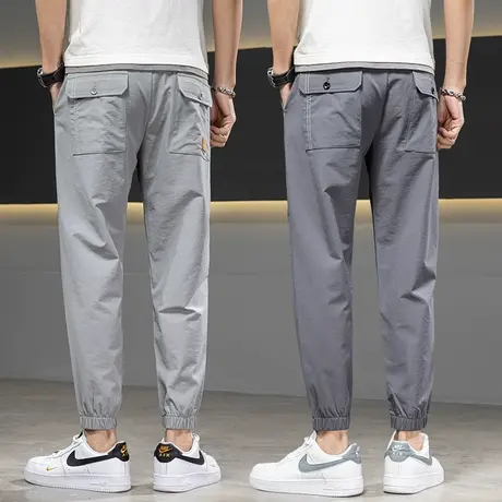 九分工装裤男士束脚宽松紧腰休闲裤子男裤2023新款夏季春秋款潮牌商品大图