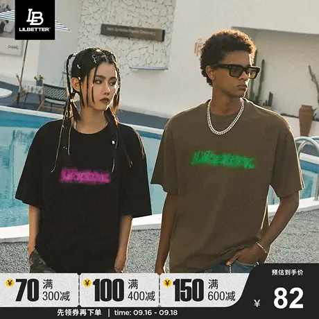 Lilbetter短袖T恤夏季潮ins情侣装美式复古体恤刺绣上衣纯棉衣服商品大图