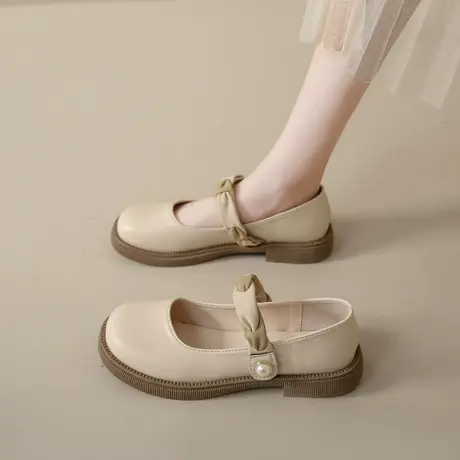 永希单鞋女2023春夏新款粗跟浅口配裙子小皮鞋温柔防滑玛丽珍女鞋图片