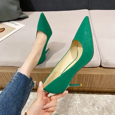 法式气质尖头职业单鞋女细跟2023年春季新款时尚百搭仙女风高跟鞋图片