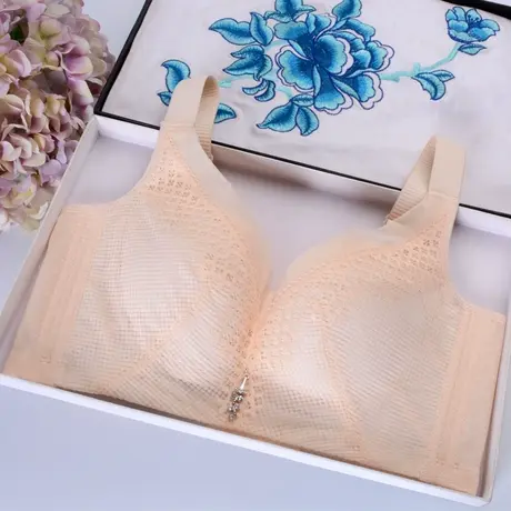 内衣女薄款无钢圈无海绵超薄杯性感蕾丝文胸调整型收副乳大胸显小商品大图