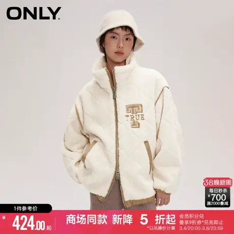 ONLY2024春季新款简约精致刺绣休闲宽松立领落肩外套女|124122007图片