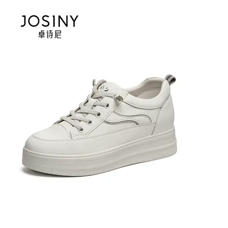 卓诗尼厚底休闲小白鞋女2024新款春季舒适软底女鞋时尚白色运动鞋商品大图