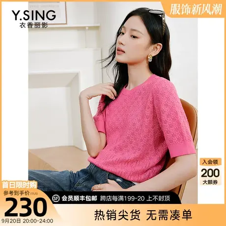 镂空羊毛短袖针织衫女衣香丽影2023夏季新款小众别致流行甜辣上衣图片