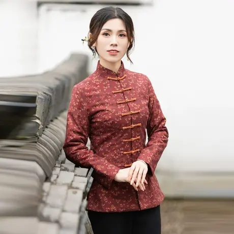 筠雅冬季新款日常旗袍式唐装上衣中国风复古时尚显瘦女装 23J629商品大图